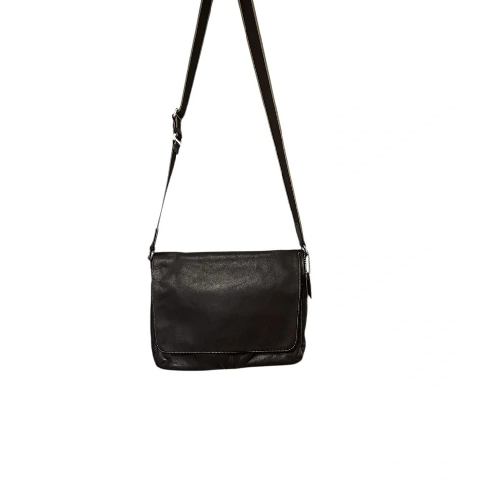 Coach Men's Heritage Web Brown Leather Messenger Bag with Adjustable Strap